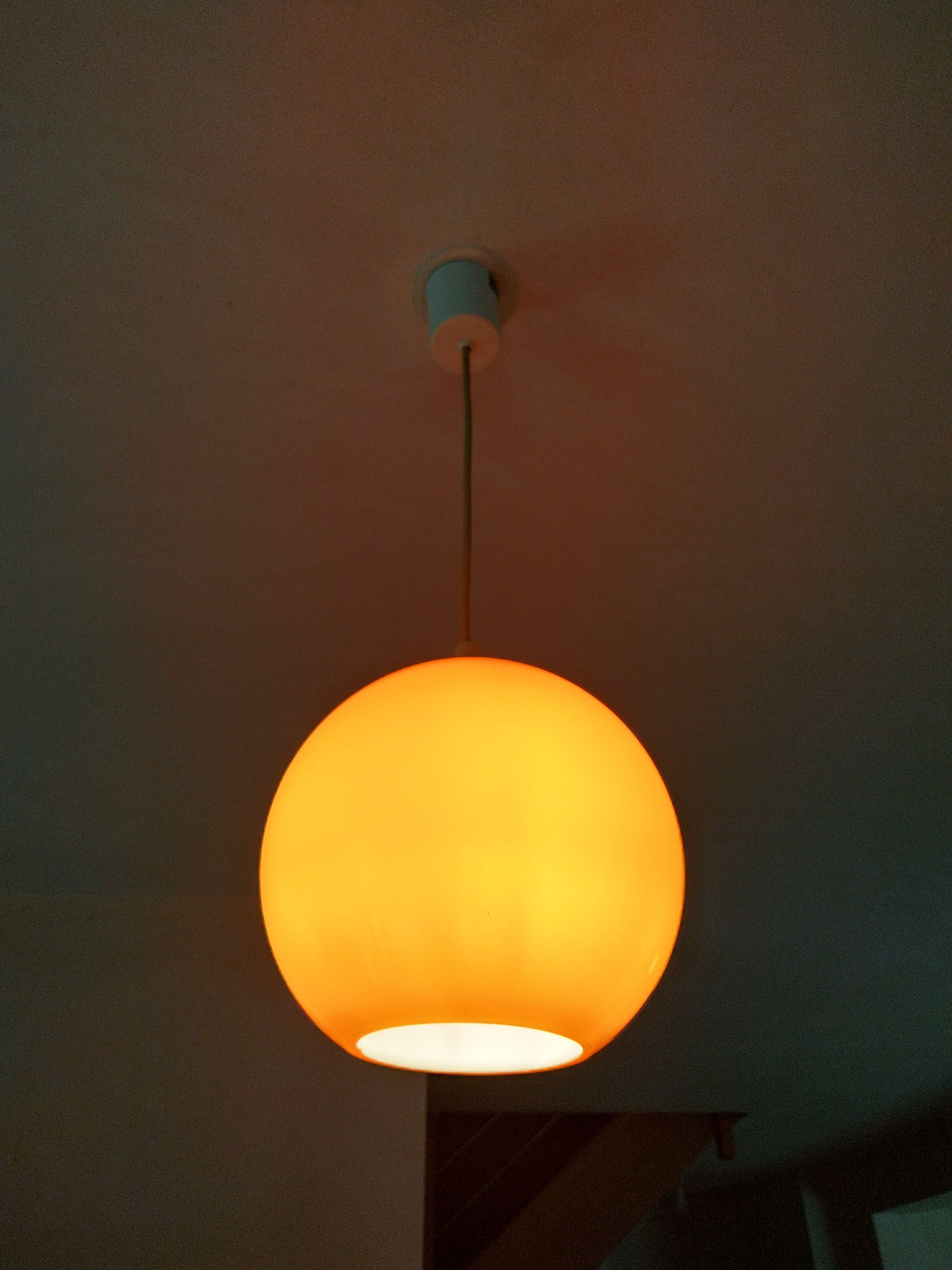 Hanging vintage space age orange ball seventies