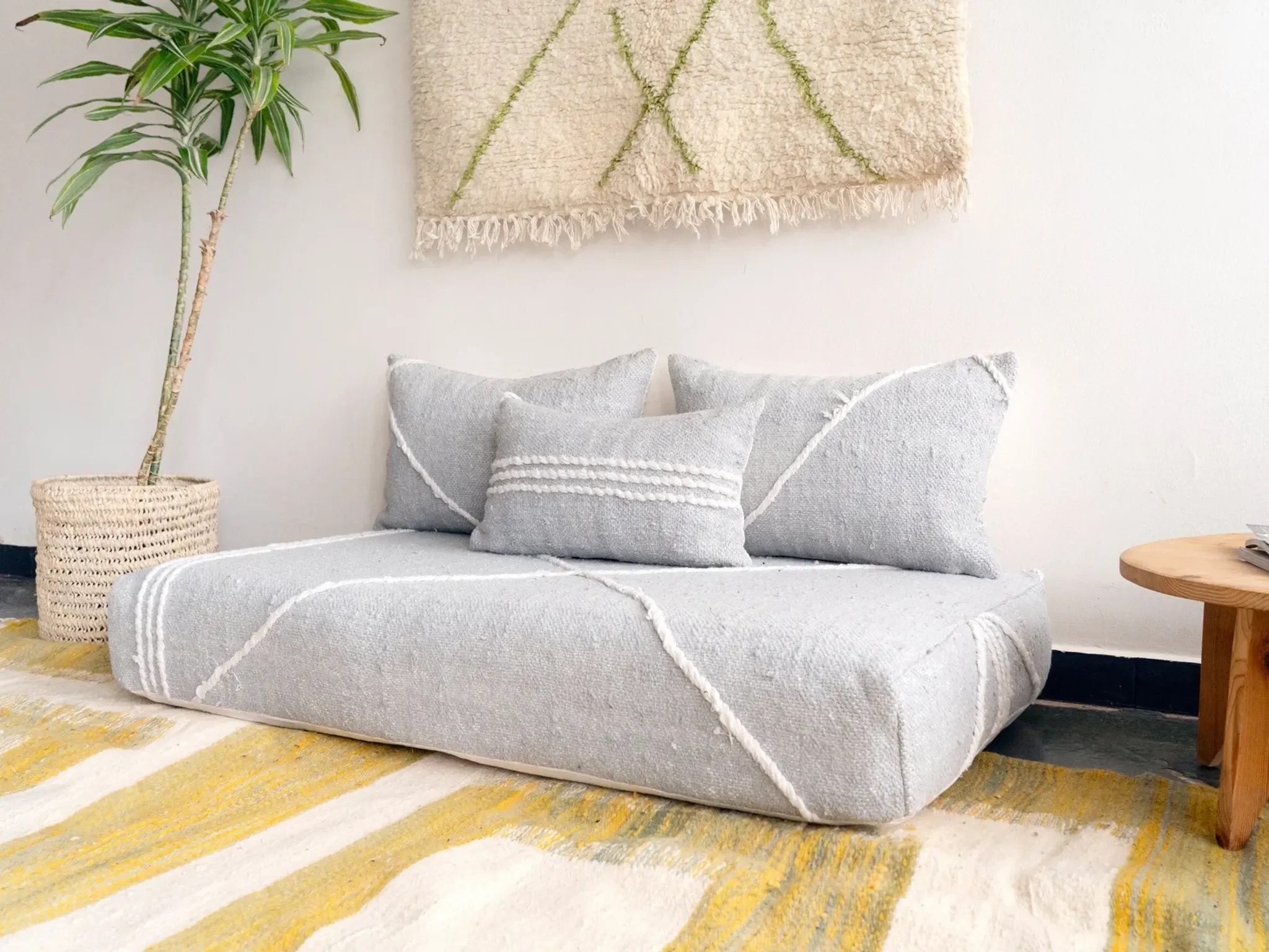 Light grey Moroccan floor sofa cover