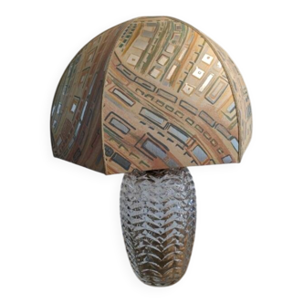 Grande lampe 1980 Pied Cristal/Vase/ Abat Jour Artisanale Pièce unique