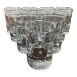 Set of 10 vintage bubbled liquor glasses