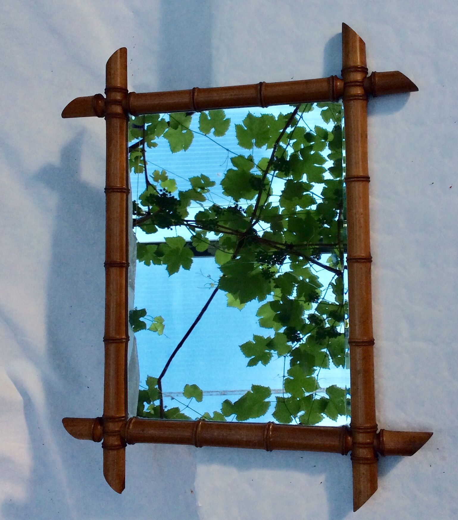 Old bamboo mirror 1950s - 38x49