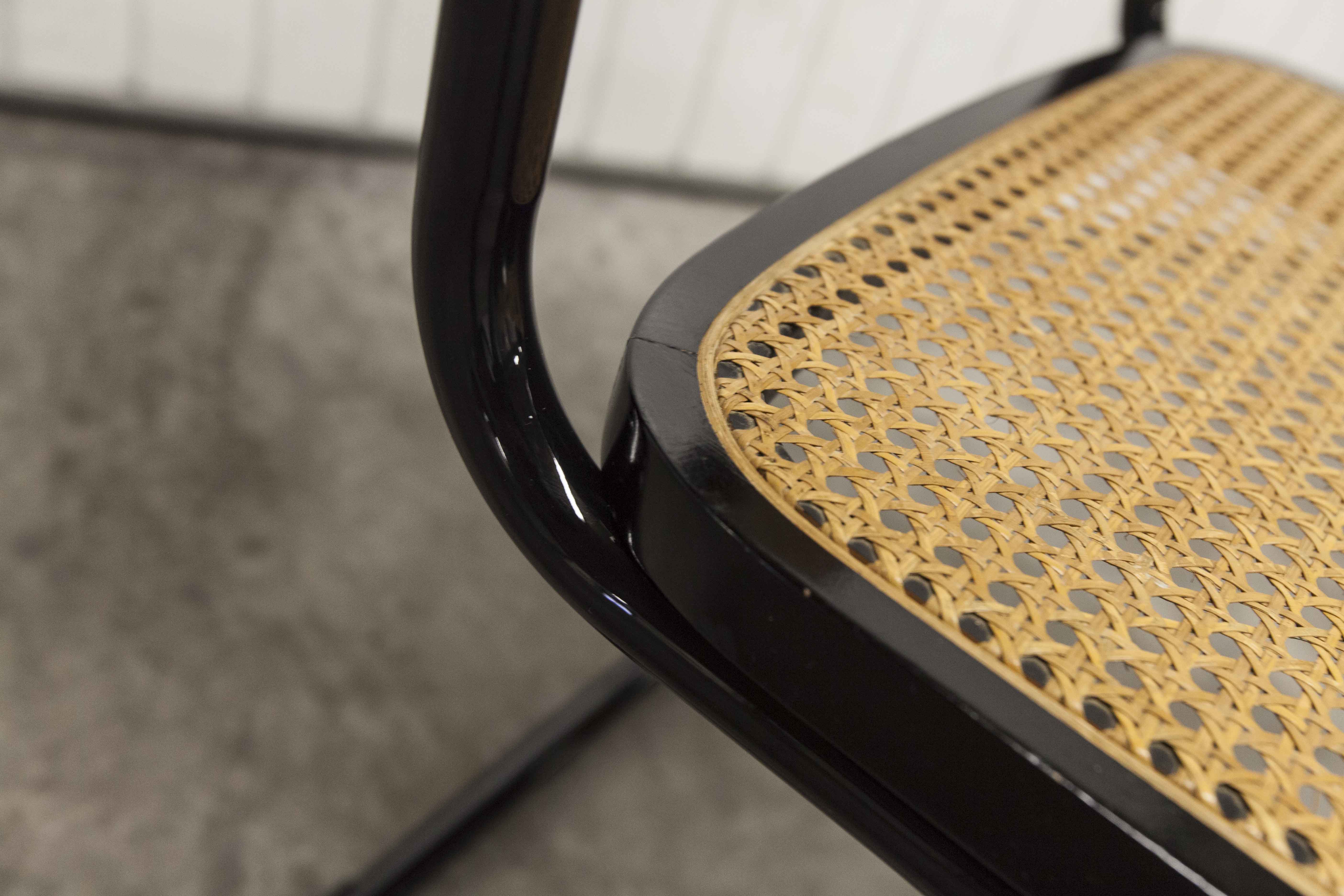 Pair of black Breuer B32 chairs restored, new stamps