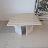 Square travertine coffee table, 1970s.