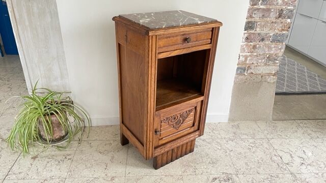 Bedside in oak and marble top
