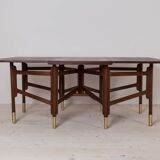 Midcentury Dining Table, Teak Wood, Brass Elements, Norway, 1950s
