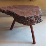 Vintage brutalist coffee table in elm magnifying glass