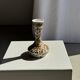 Petit vase soliflore blanc à décor floral et animalier orange H14 L9