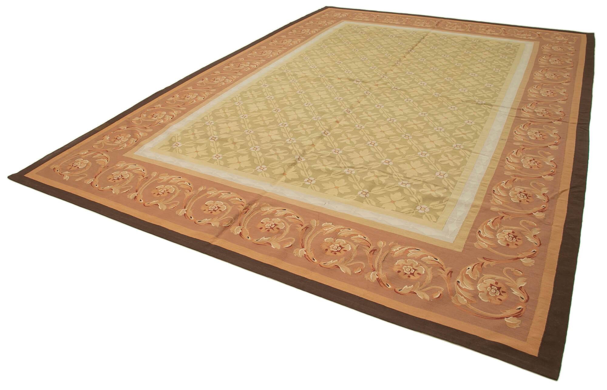Handmade European Vintage Aubusson Kilim 301 cm x 420 cm