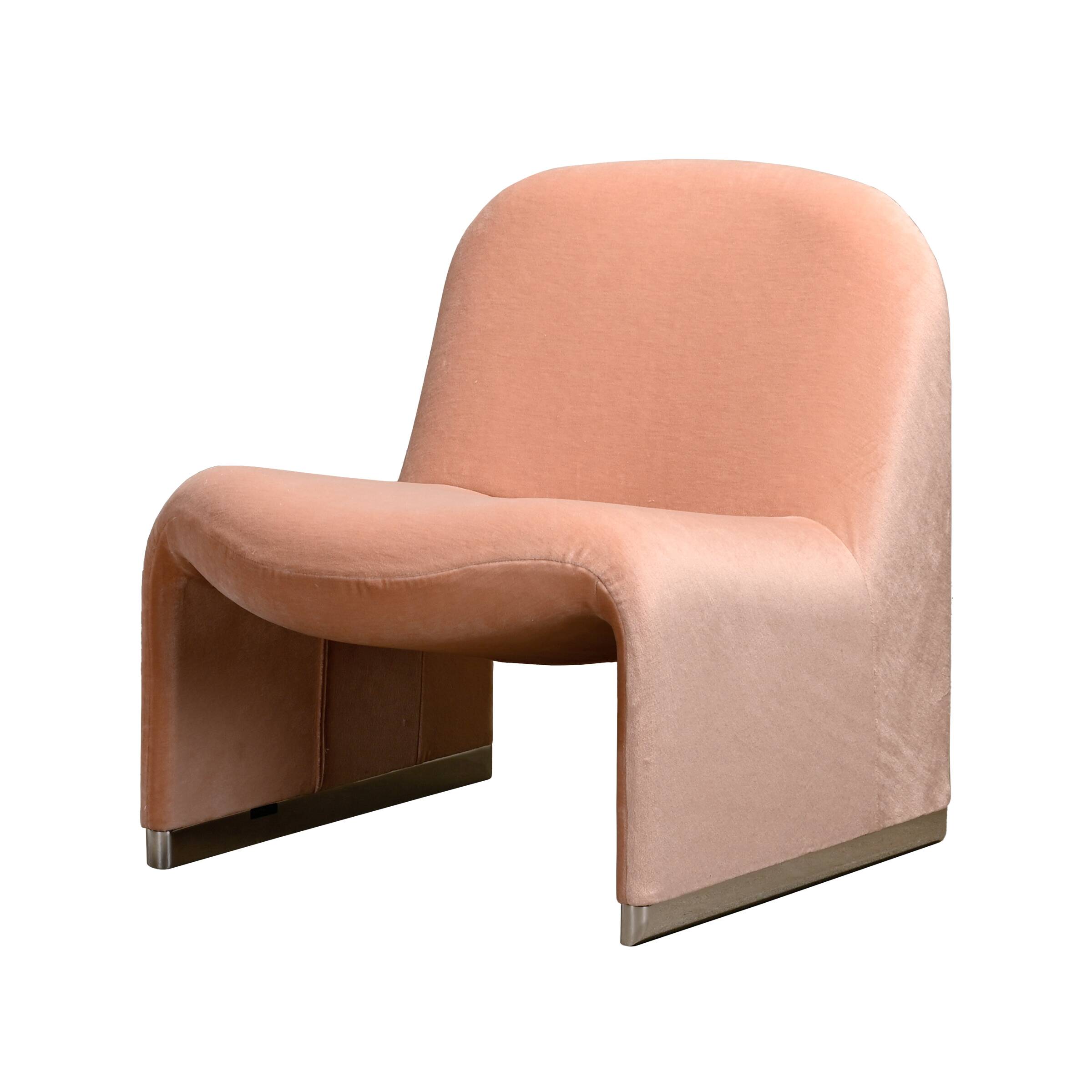 Giancarlo Piretti Alky Lounge Chair in Pink Velvet (Rose Dust) Fabric for Anonima Castelli