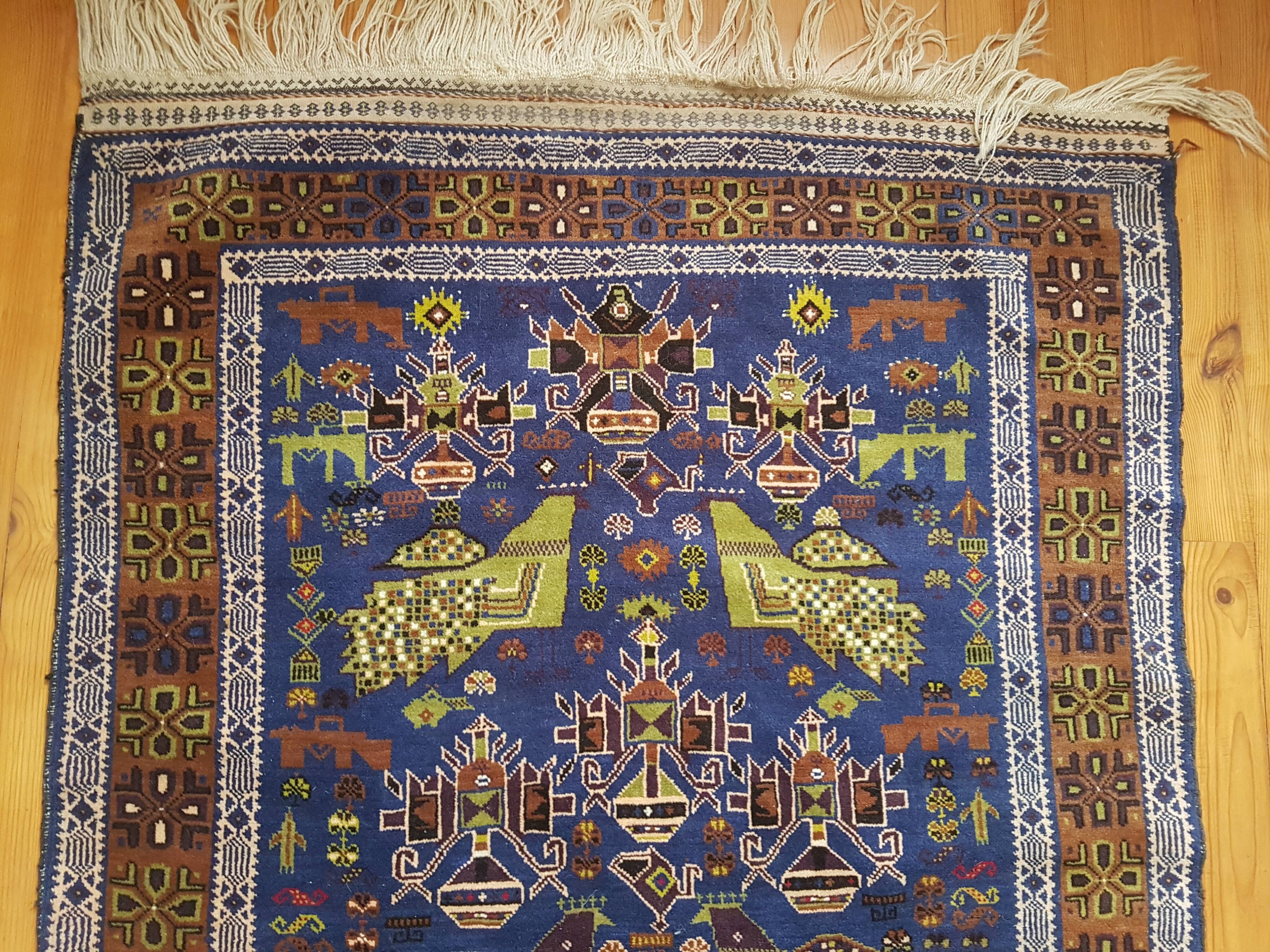 Handmade Persian rug, 100% wool, 113x219cm