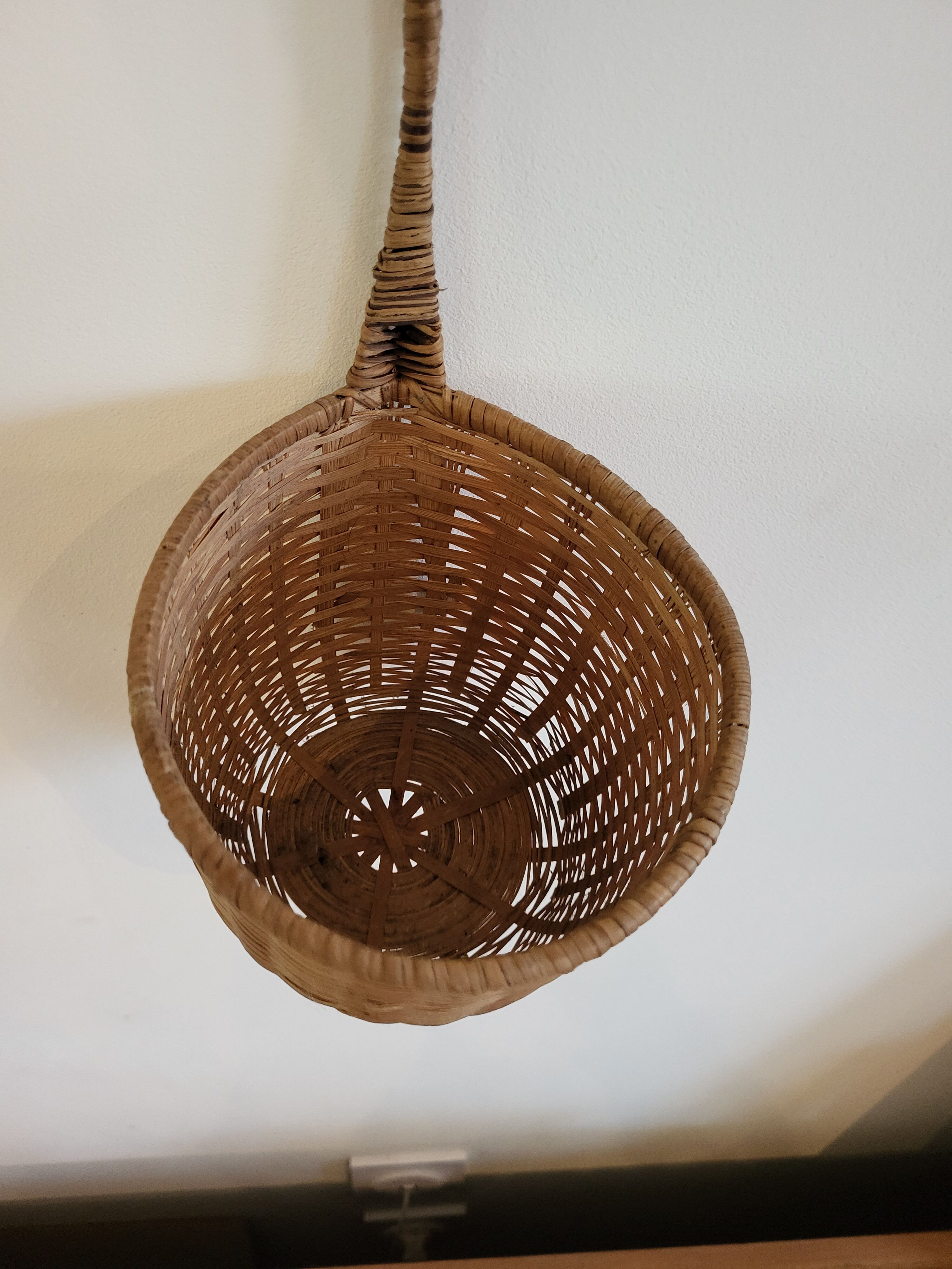 Vintage woven wicker pan