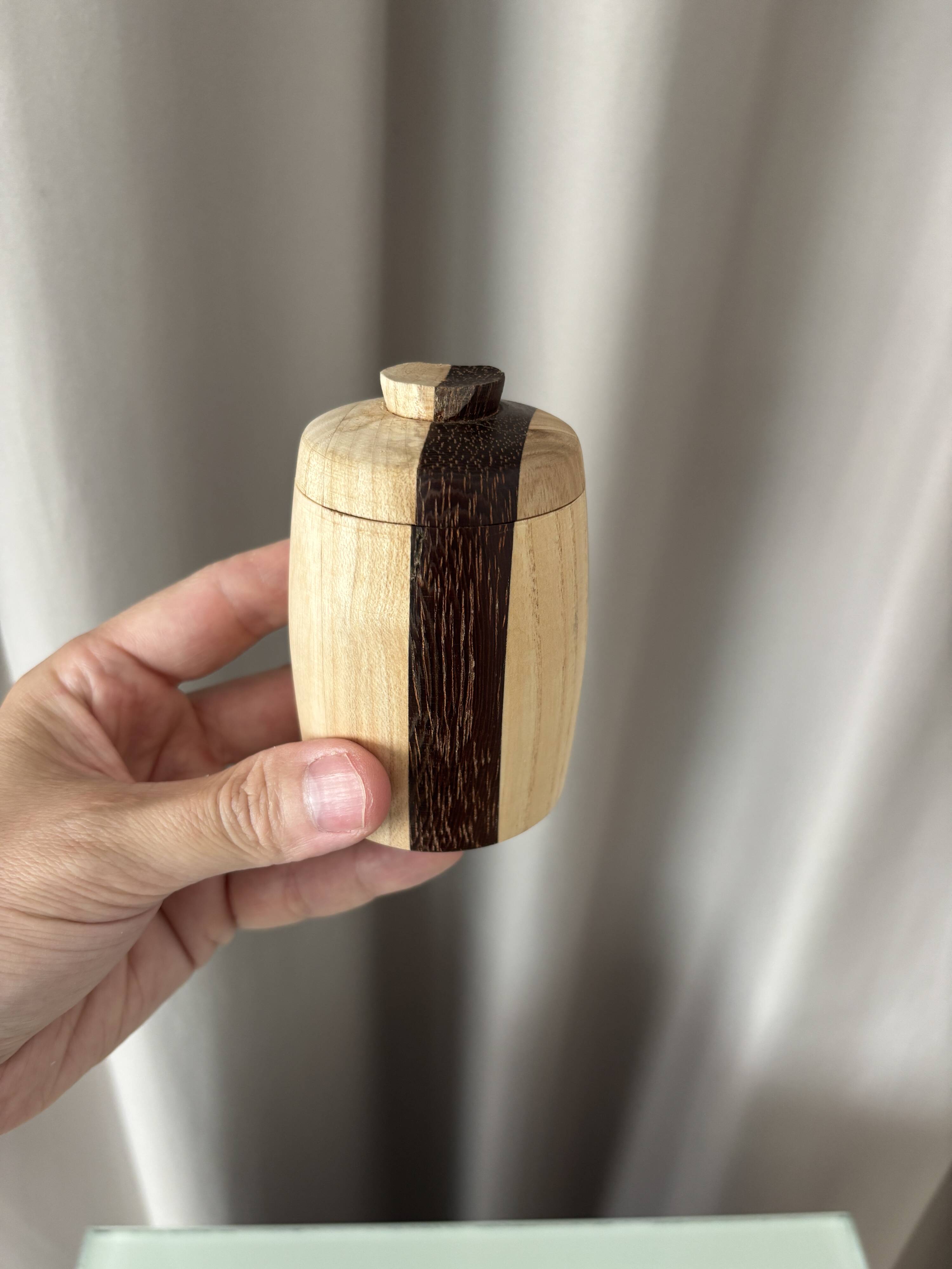 Scandinavian Hand-Turned Wooden Lidded Pot, Denmark, 1970s
