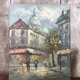 Ancien tableau caroline burnett vue paris sacré cœur huile sur toile