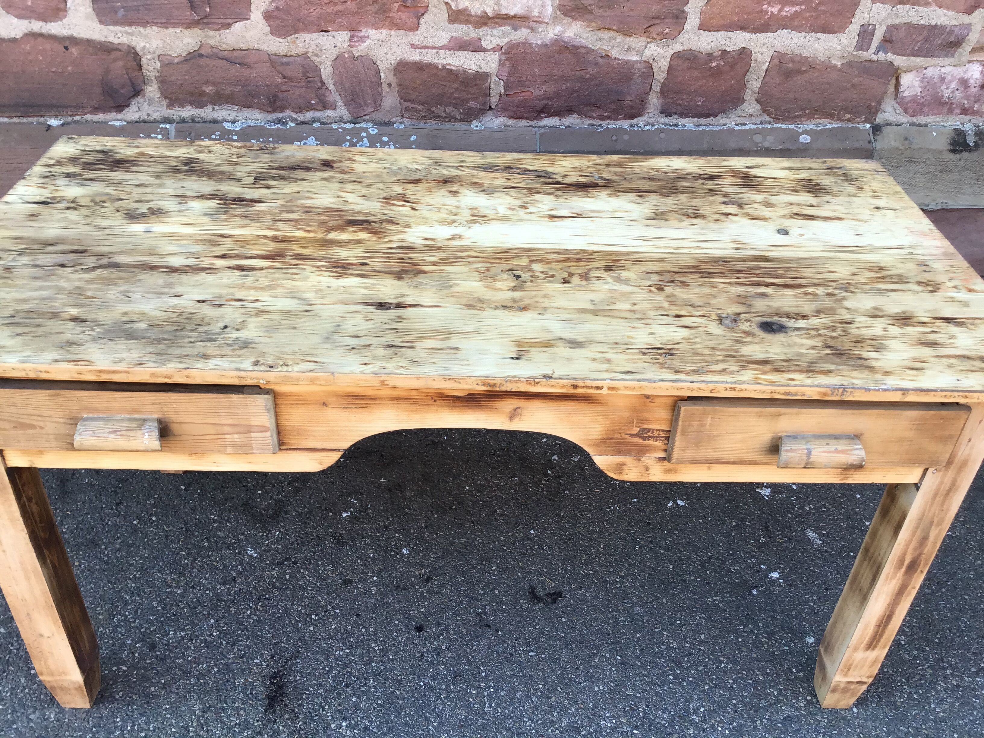 Table de ferme vintage bois naturel 1920