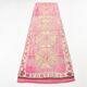 Tapis de couloir 3x11 à nuances roses, style oriental vintage fait main