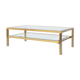 Table basse en laiton doré et verre