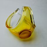 Centre de table par seguso en verre de murano jaune, italie, 1970