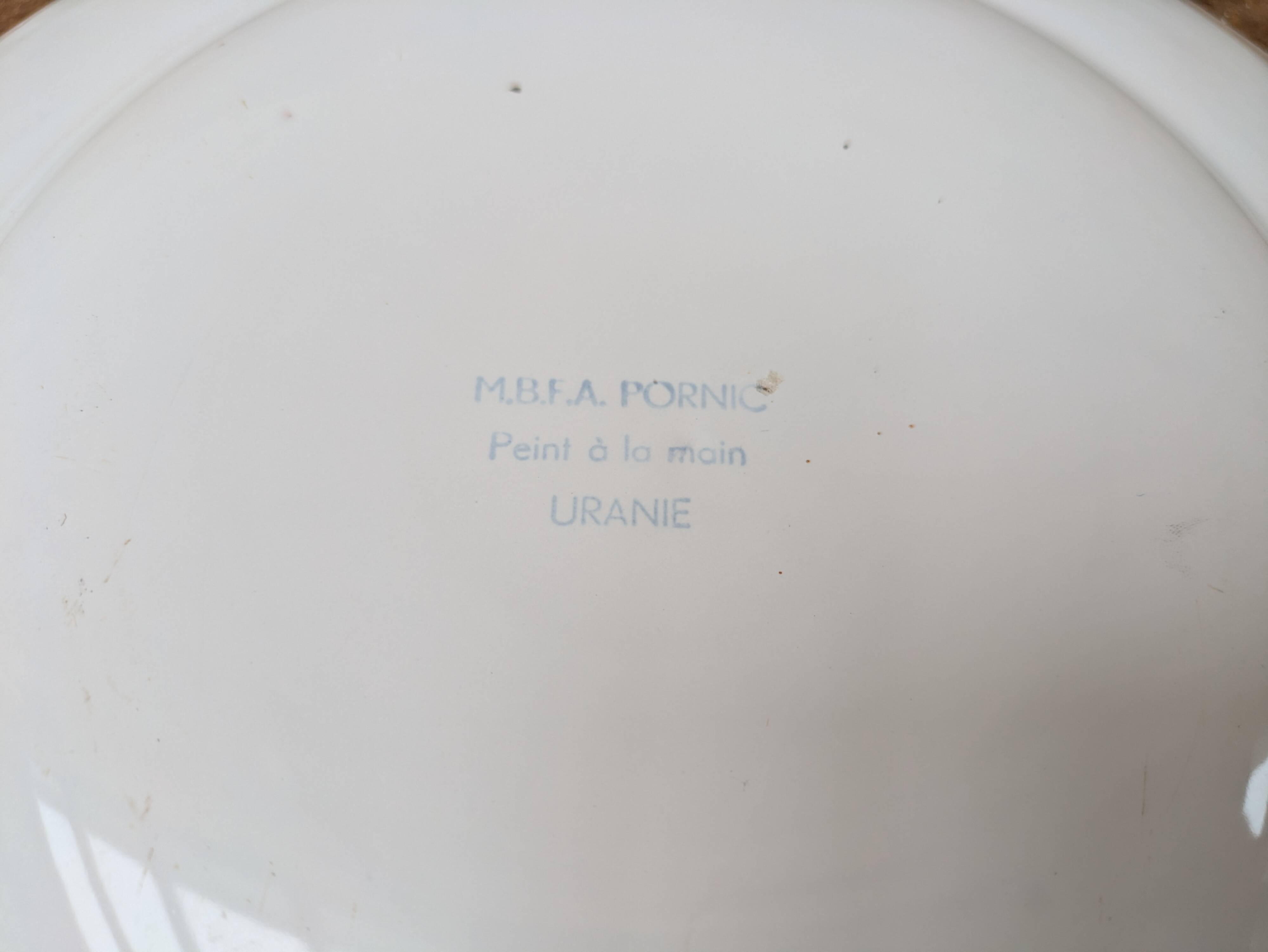 MBFA Pornic wall plate Hand painted Uranie model floral decoration