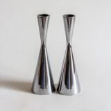 Duo of diabolo candlesticks in cast aluminum, Erika Pekkari for Ikea, 2000s