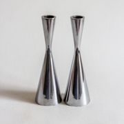 Duo of diabolo candlesticks in cast aluminum, Erika Pekkari for Ikea, 2000s