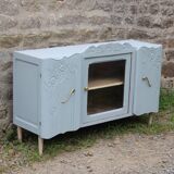 Renovated vintage low sideboard - Unique piece of furniture with floral moldings