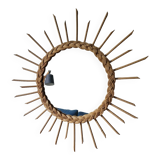 Round rattan sun mirror