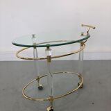Italian Brass & Glass Bar Serving Cart Trolley, 1970s