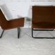 Paire de chauffeuses Kebe Danemark circa 1975 acier et toile "chocolat"