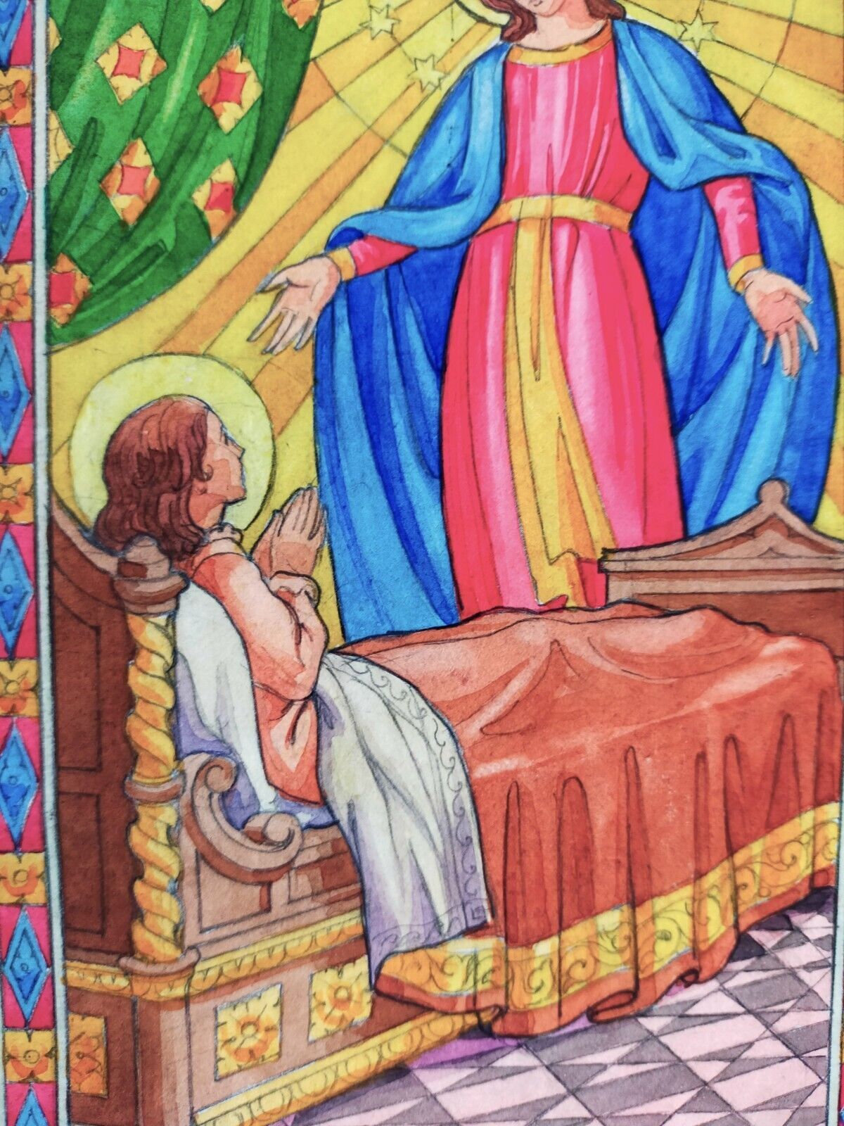 Croquis de vitrail technique mixte santa caterina laboure'