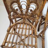 6 Vintage Emmanuelle Peacock Rattan Chairs