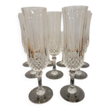 9 crystal champagne flutes from Arques model Longchamp