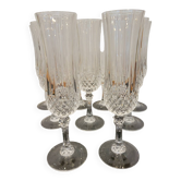 9 crystal champagne flutes from Arques model Longchamp