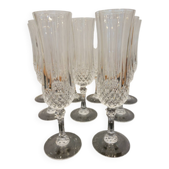 9 crystal champagne flutes from Arques model Longchamp