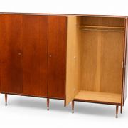 Teak wardrobe with 5 doors, hanging rail and shelves