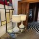 Pair of 1970s tall White Glass Table Lamps model "Candy" by Holmegaard