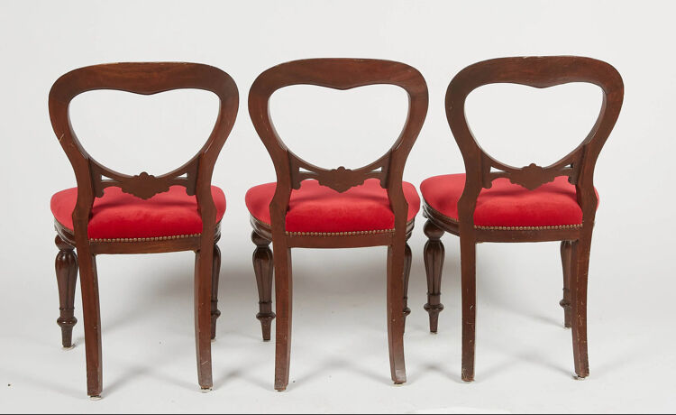 6 chairs 19th English Victorian mahogany and red velvet