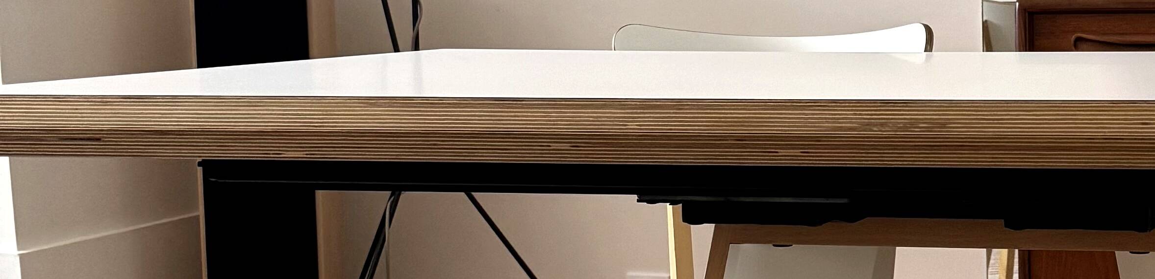 Extensible table Mood T1202 — Mobitec — White Fenix & walnut