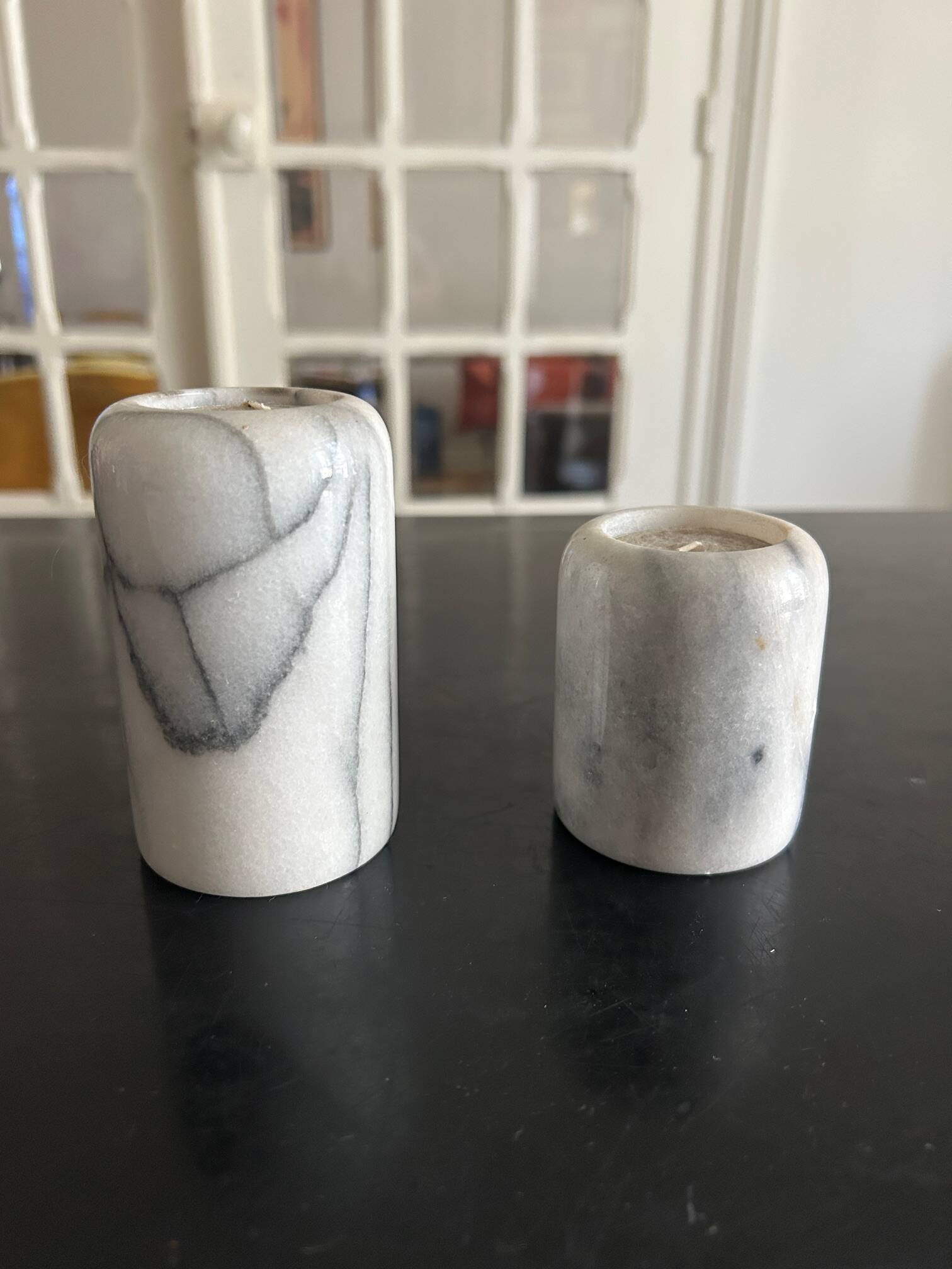 pair of marble candlesticks