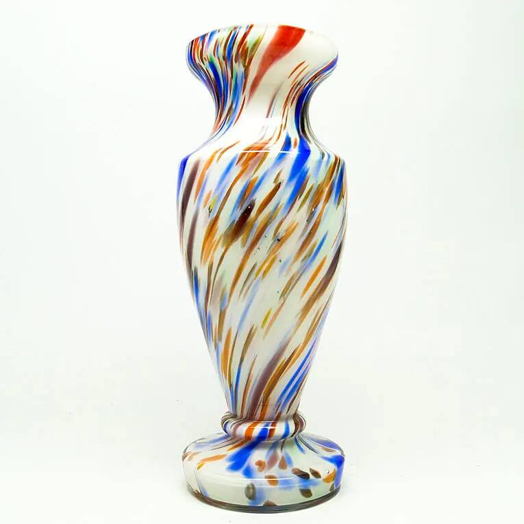 Art Deco vase, spatterglass, Bohemia, Czechoslovakia, 1950s