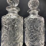 Pair of early 20th century SAINT LOUIS crystal perfume bottles, Fleurs de viole model