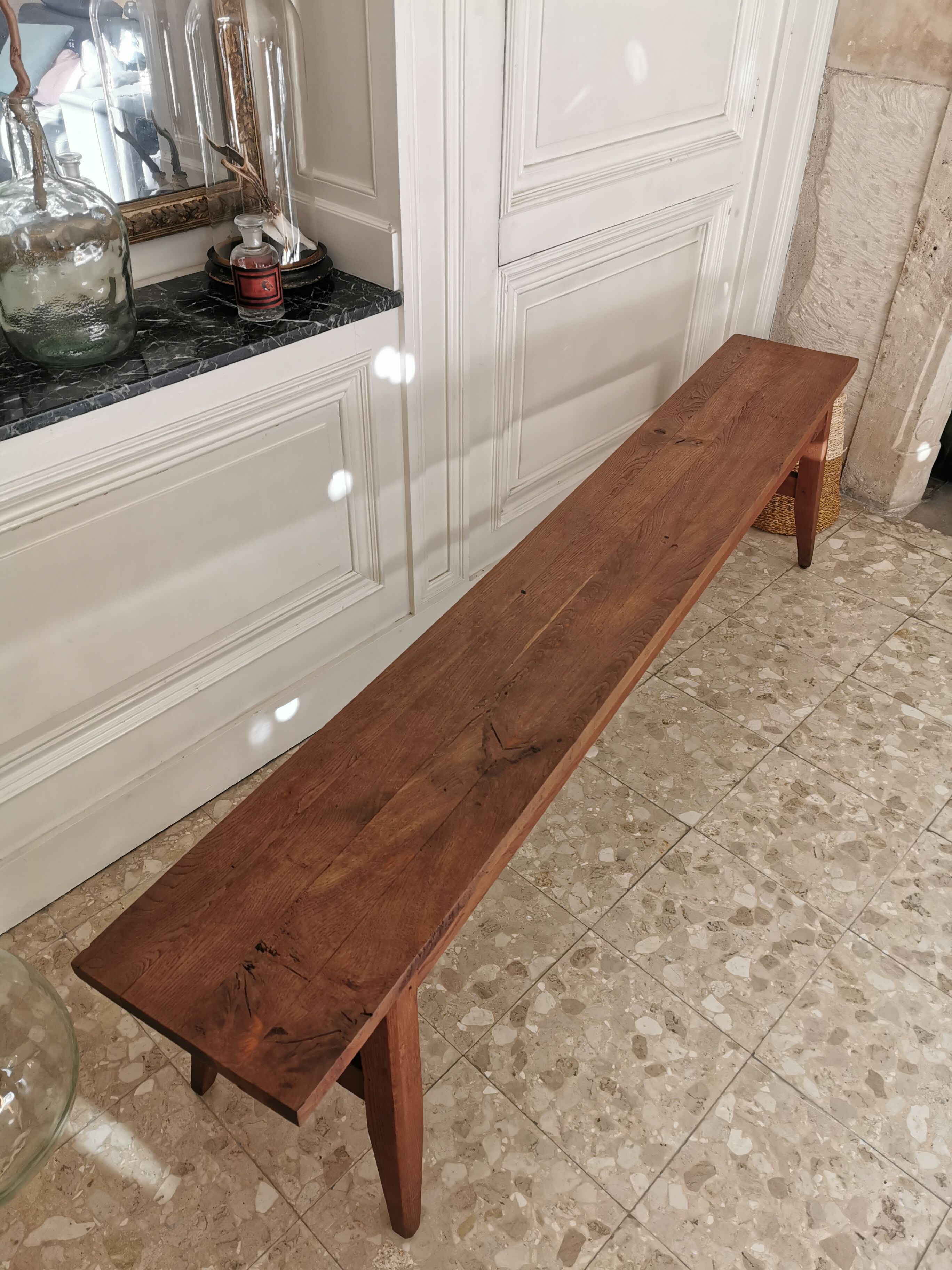 Solid oak compass foot bench