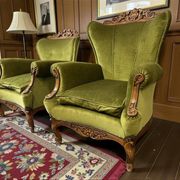 set of 2 vintage green baroque armchairs / armchairs / club chairs