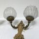 Pair of brass and glass wall light