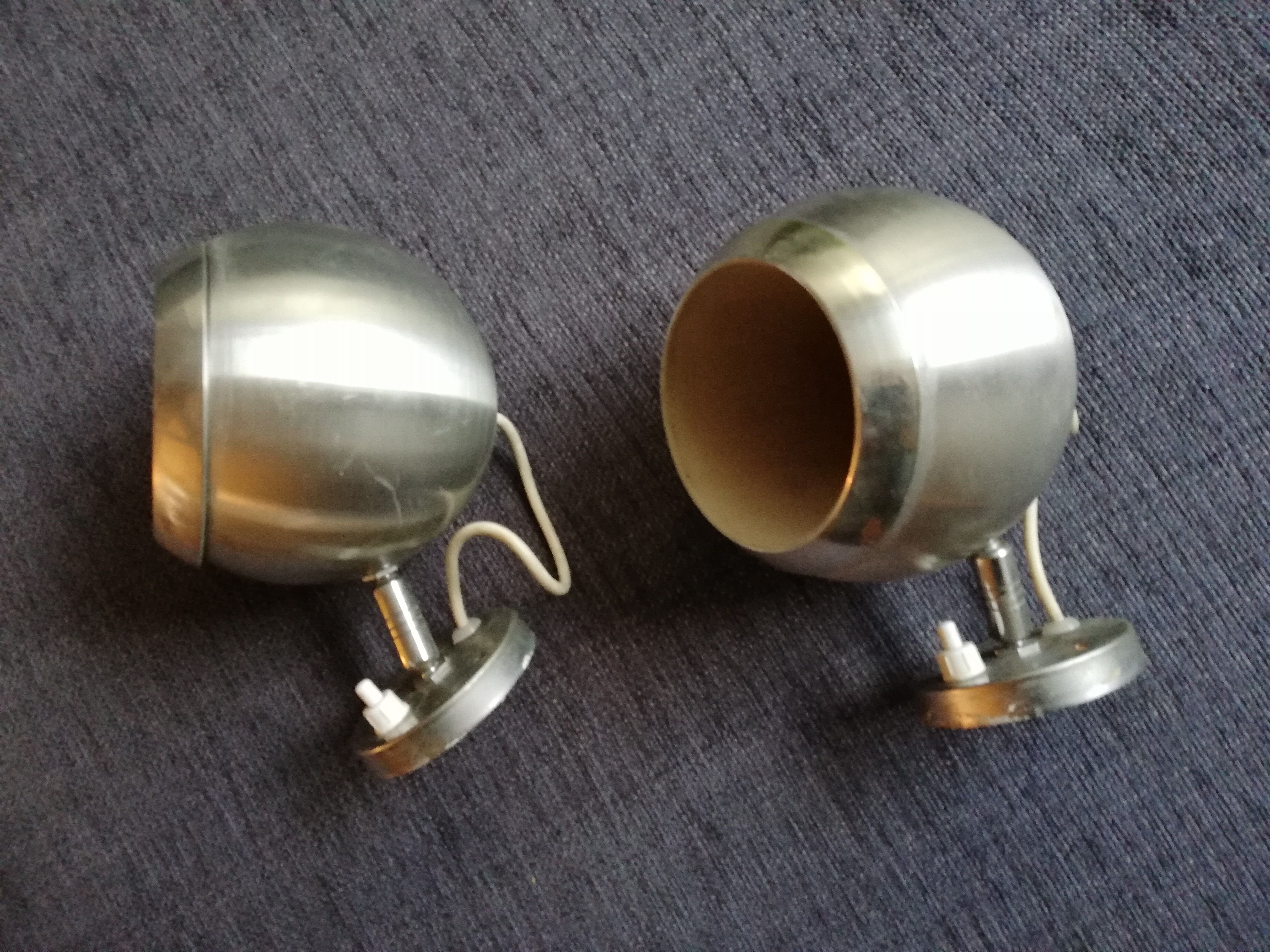 2 appliques lamps spot balls eye ball aluminum Aluminor
