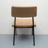 Chaise années 1950 en simili cuir beige