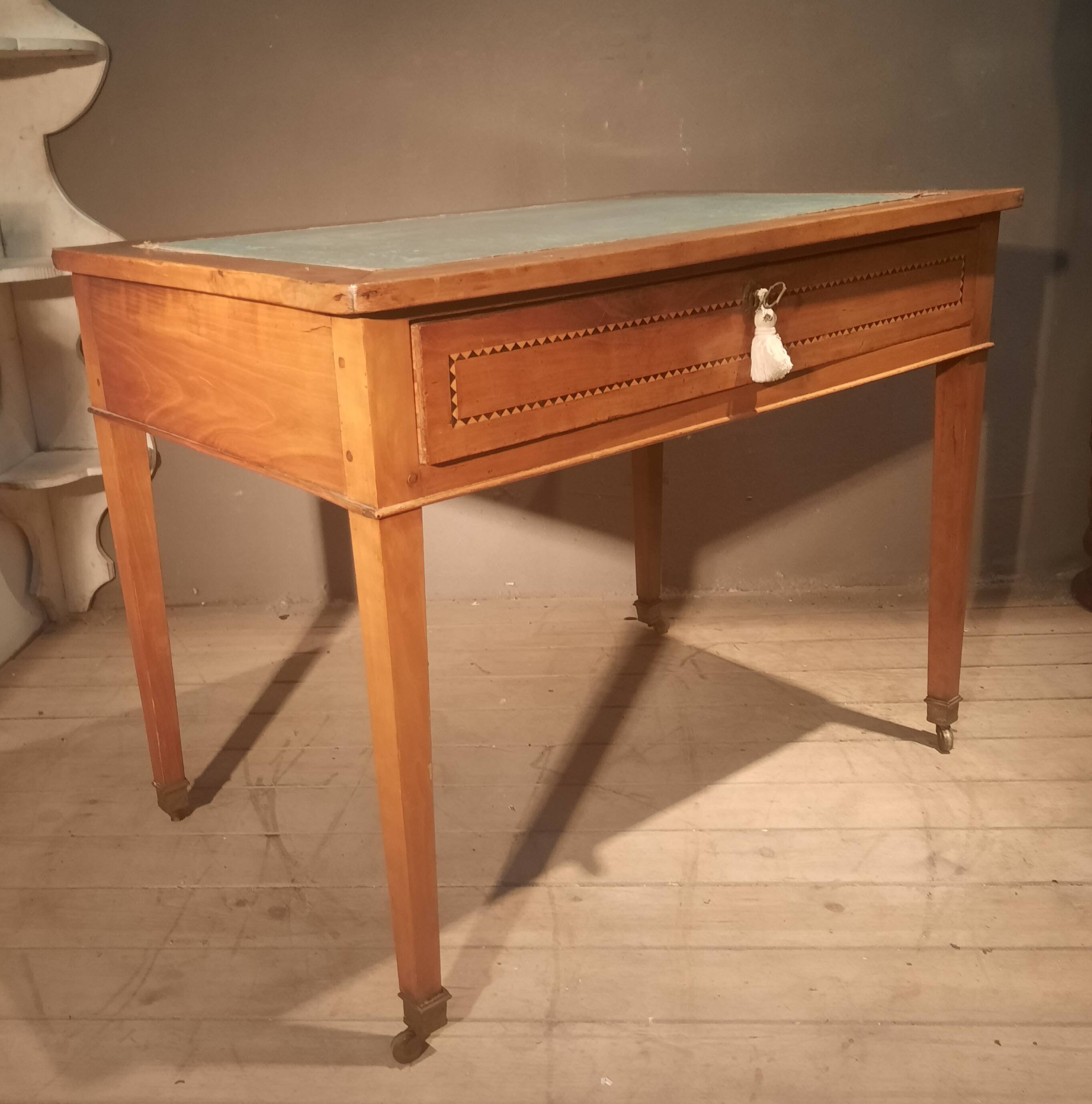 Yellow wooden writing table