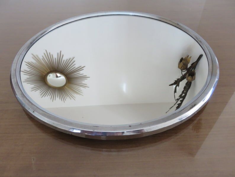 40s 50s chrome brass mirror tray