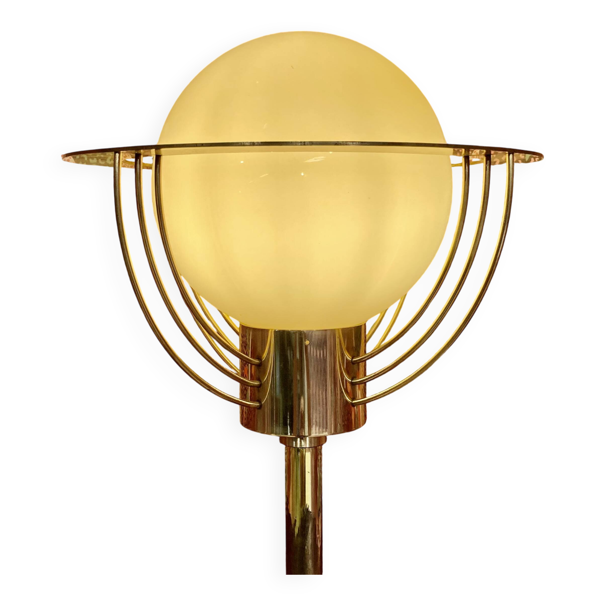 Lampadaire américain en verre et métal, 1950