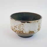 Beige ceramic cup or dish, cache pot with white lava pattern