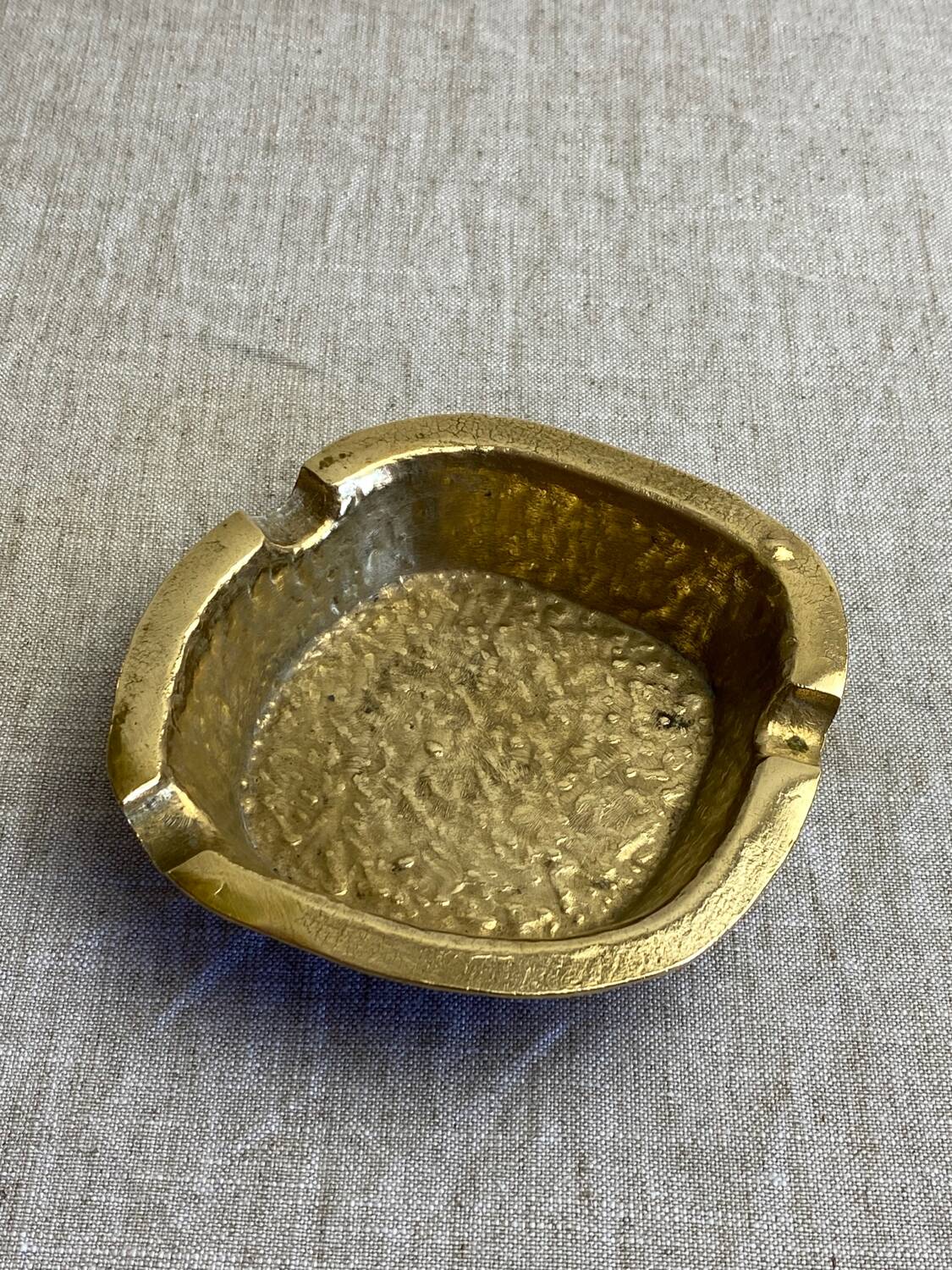 Hammered brass ashtray